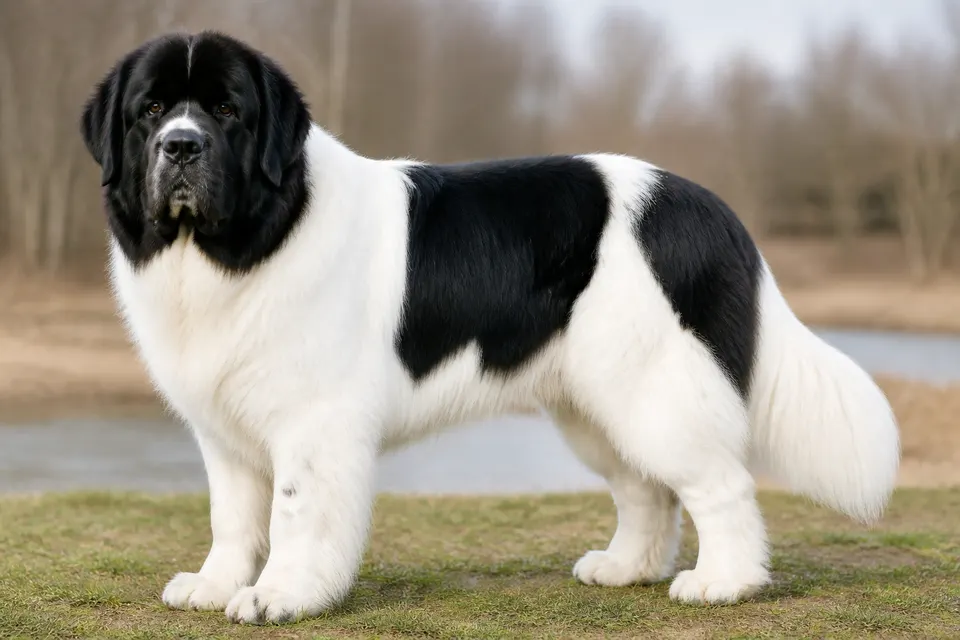 Landseer (European Continental Type)犬 · 正面