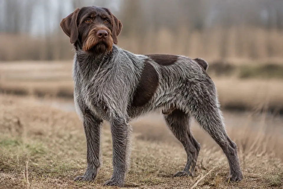 Wire-Haired Pointing Griffon Korthals犬 · 正面